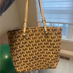 Michael Kors Tan and Brown Logo Tote